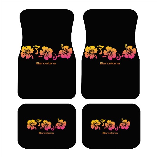 Barcelona Spain Espana Hibiscus Souvenir Vacation Car Mats