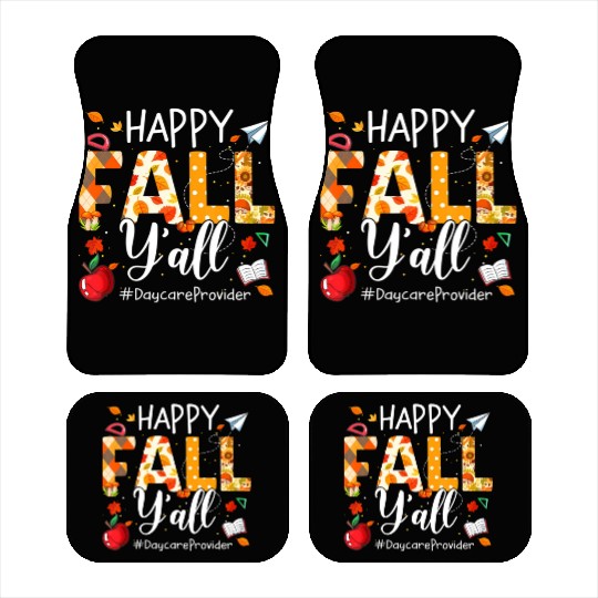 Happy Fall Y'all Daycare Provider Autumn Leaves Car Mats