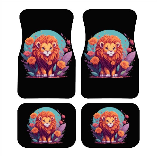 Illustration Cute Kawaii lion - lion lovers gift Car Mats