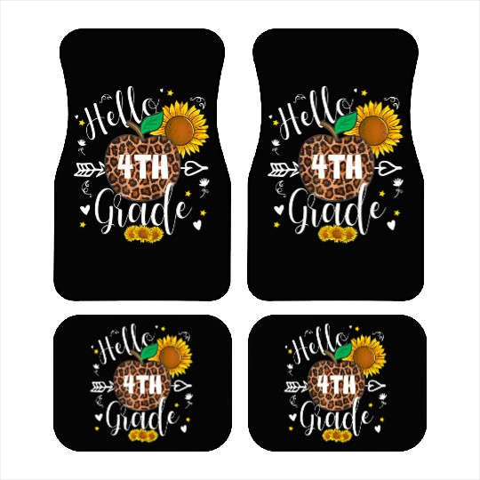 4th Grade Back To School Leopard Print Sunflower Car Mats