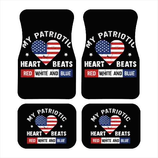 My Patriotic heart red white blue 4th of July Car Mats