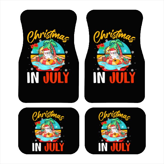 Christmas In July Hawaiian Santa Relaxing On Car Mats