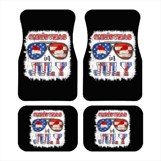Christmas in July Santa Hat Sunglasses Summer Car Mats