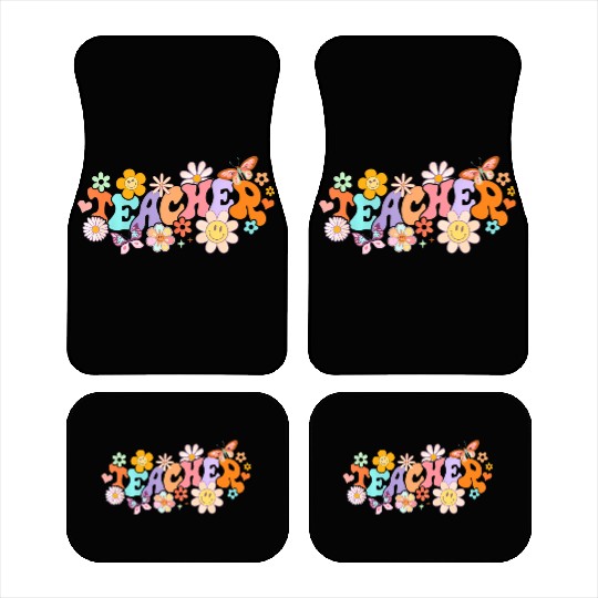 Floral Teacher Groovy Back to School Teacher Life Car Mats
