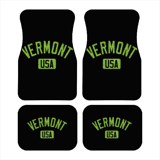 Vermont Usa Arched Text Distressed Lime Green Prin Car Mats