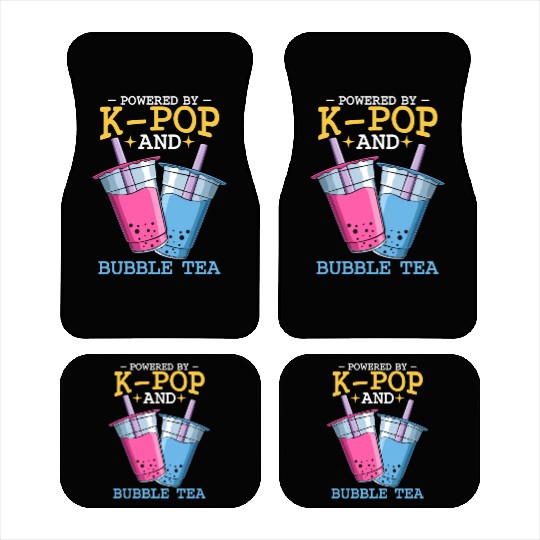 Powered By K Pop And Bubble Tea Kawaii Korean Boba Car Mats