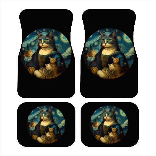 Mona Lisa With Cats Starry Night Van Gogh Painting Car Mats