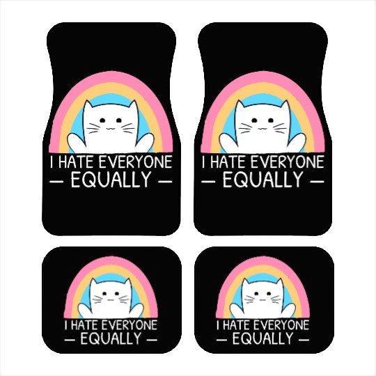I Hate Everyone Equally Funny Cat Lover Rainbow Car Mats