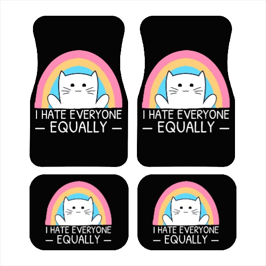 I Hate Everyone Equally Funny Cat Lover Rainbow Car Mats