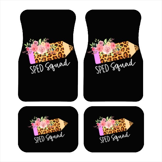 Back To School Sped Squad Leopard Pencil Teachers Car Mats