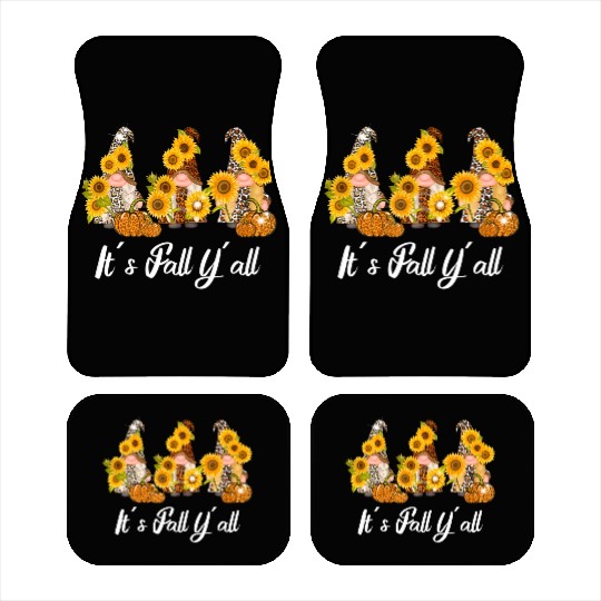 Happy Fall Y'all Gnomes Leopard Pumpkin Autumn Car Mats