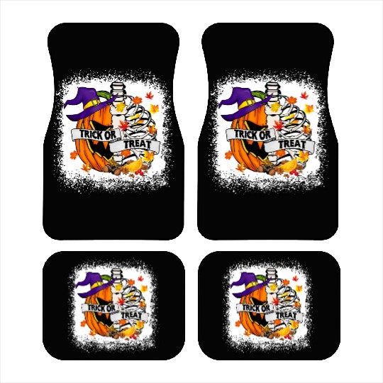 Retro Fall Leaves Trick Or Treat Halloween Pumpkin Car Mats