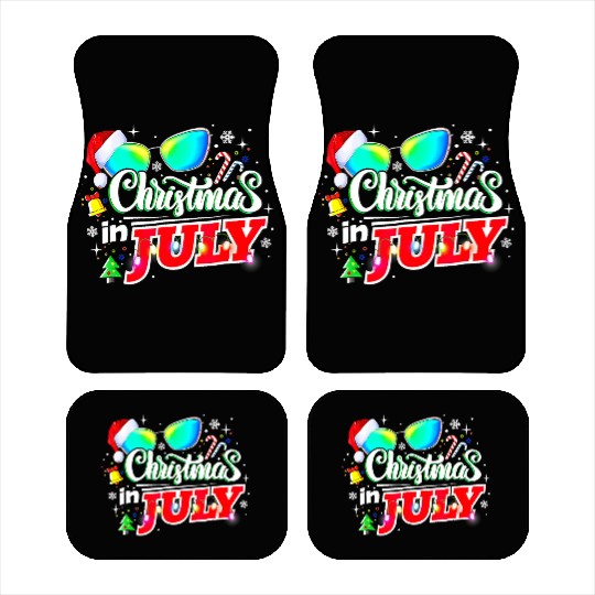 Christmas In July Santa Hat Sunglasses Summer Car Mats