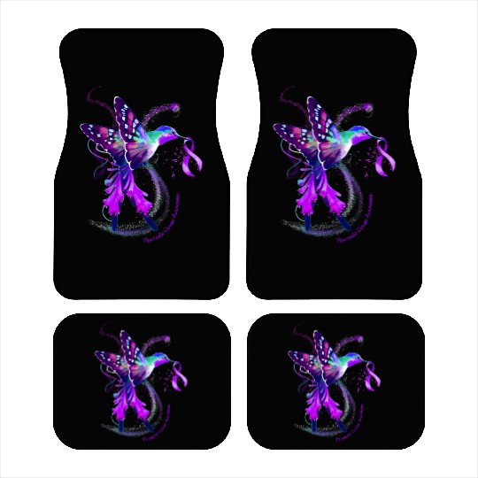 Hummingbird Purple Ribbon Pancreatic Cancer Car Mats