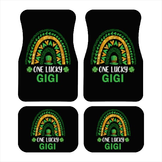One Lucky Gigi St Patric Day Shamrock Rainbow Car Mats