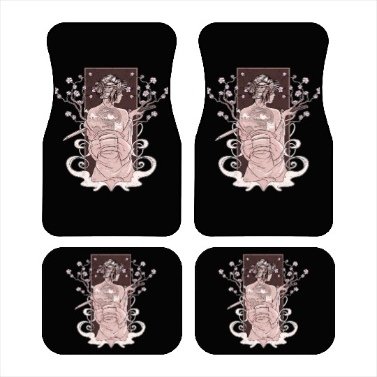 Vintage Japanese Katana Wo Kimono Cherry Blossoms Car Mats