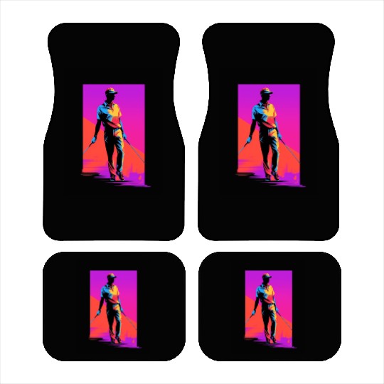 Golfer Golf Player Golfing 80s 90s Retro Car Mats