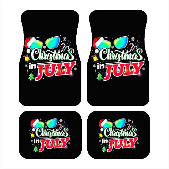 Christmas in July Santa Hat Sunglasses Summer Car Mats