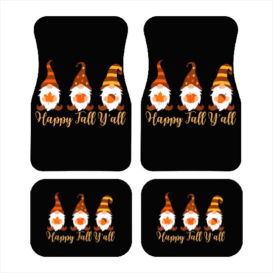 Happy Fall Y'all Autumn Gnome Car Mats