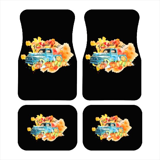 Vintage Fall Truck Pumpkins Autumn Leaves It's Car Mats