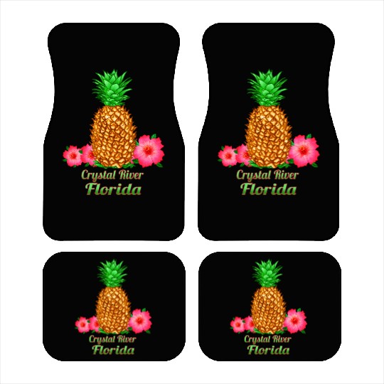 I Love Crystal River Florida Fl Pineapple Floral Car Mats