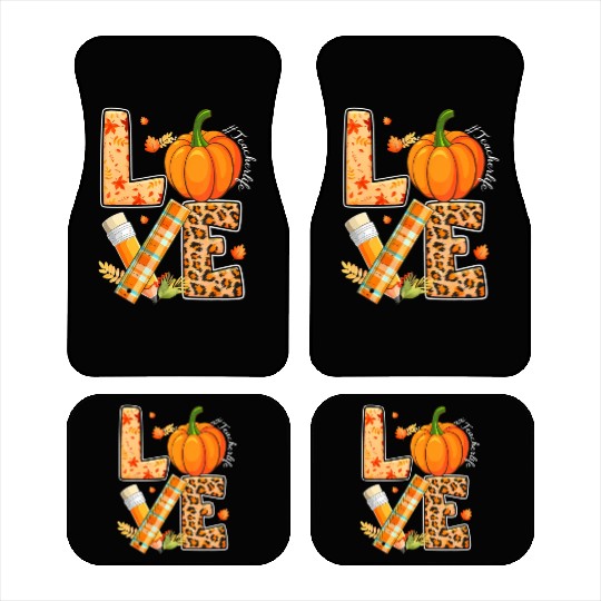 Love Teacher Life Happy Fall Y'all Autumn Teacher Car Mats