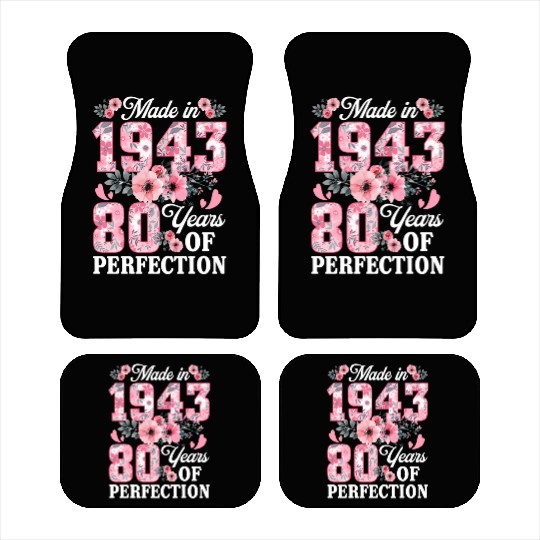 80 Made In 1943 Floral 80Th Car Mats