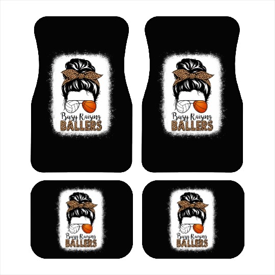 Volleyball And Baetball Mom Messy Bun Busy Car Mats