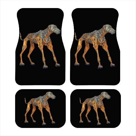 Doberman Cyborg Dog in Orange Car Mats