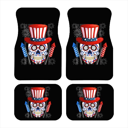 Independence Day Firecracker Skull USA Party Car Mats