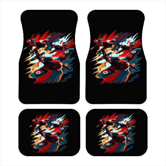 Spitfire Airplane Vintage Pilot Aviator Military Car Mats
