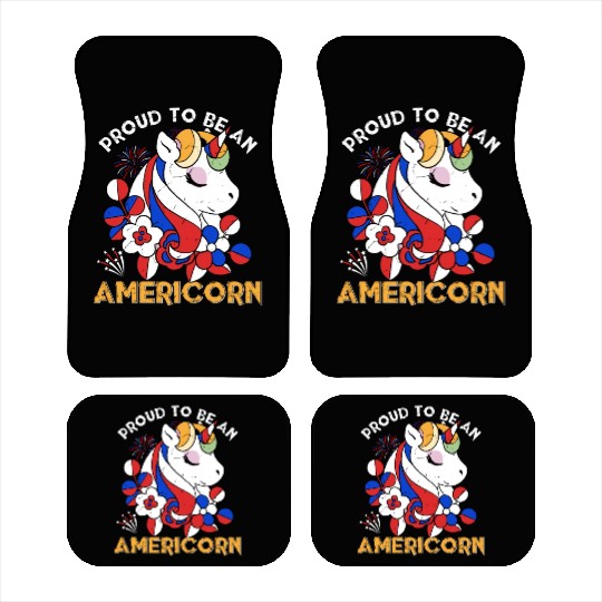 Proud to be an Americorn Unicorn Independence Day Car Mats