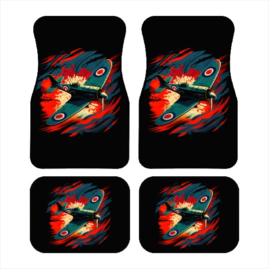 Spitfire Airplane Vintage Pilot Aviator Military Car Mats