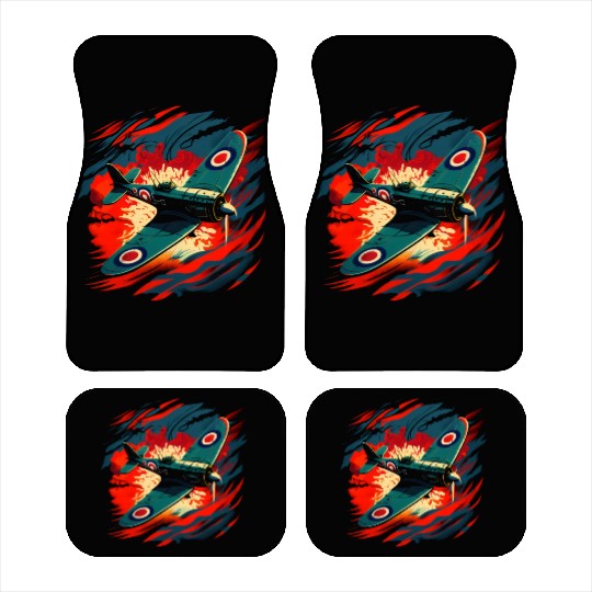 Spitfire Airplane Vintage Pilot Aviator Military Car Mats