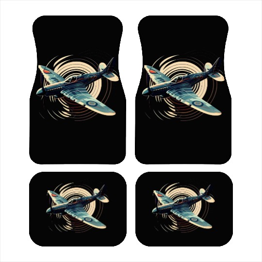 Spitfire Airplane Vintage Pilot Aviator Military Car Mats