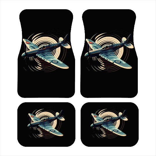 Spitfire Airplane Vintage Pilot Aviator Military Car Mats