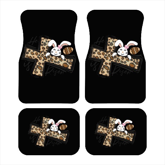 Happy Easter He Is Risen Jesus Cross Easter Bunny Car Mats