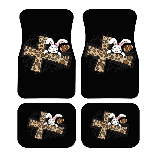 Happy Easter He Is Risen Jesus Cross Easter Bunny Car Mats