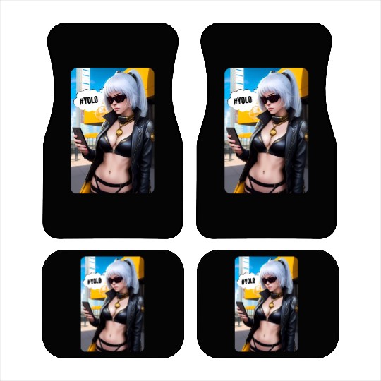 Cyberpunk Waifu Influencer Design 2 Car Mats