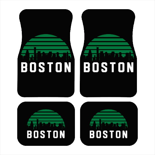Boston Massachusetts Cityscape Green Car Mats
