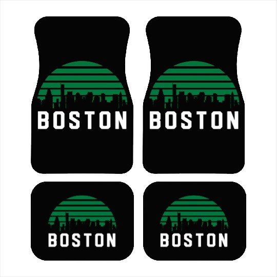 Boston Massachusetts Cityscape Green Car Mats