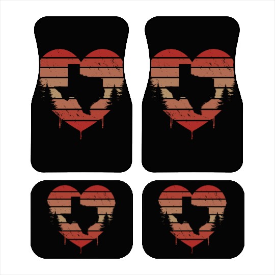 Cute Red Vintage Heart Texas Valentine Day Love Car Mats