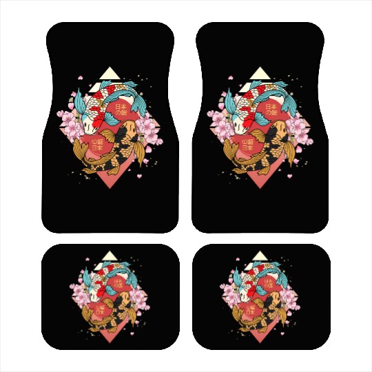Kawaii Cherry Blossom Koi Fish Japanese Sakura Car Mats