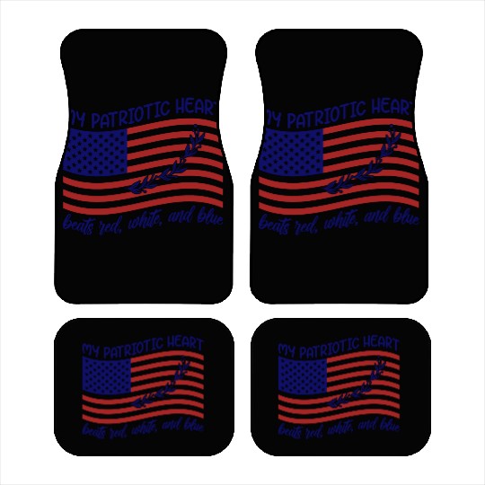 My patriotic heart beats red white and blue Car Mats