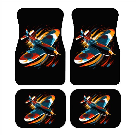 Spitfire Airplane Pilot Aviator Military Warbirds Car Mats