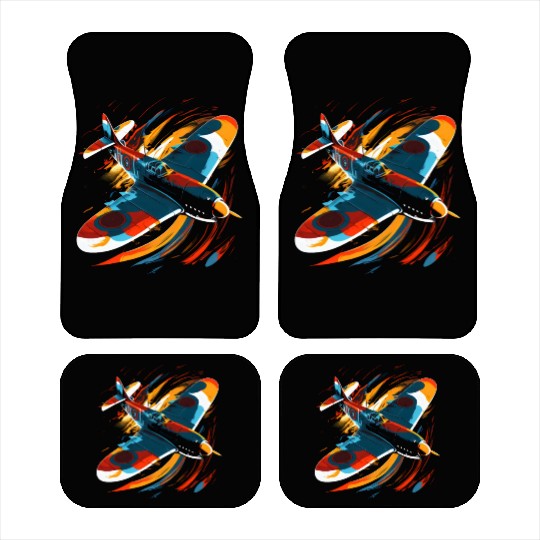 Spitfire Airplane Pilot Aviator Military Warbirds Car Mats