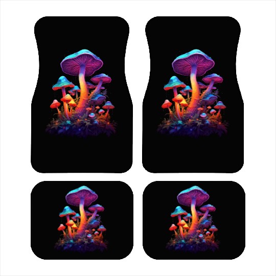 Trippy Neon Mushrooms #8 Car Mats