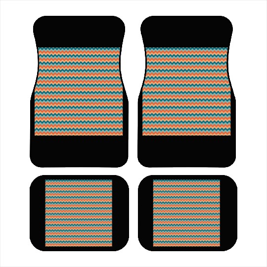 Retro Orange Teal Pattern Car Mats