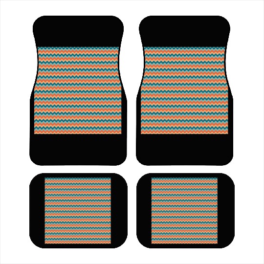 Retro Orange Teal Pattern Car Mats