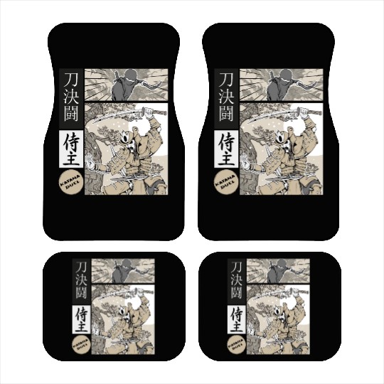 Katana Samurai Vs Ninja Warrior Comic Strip style Car Mats